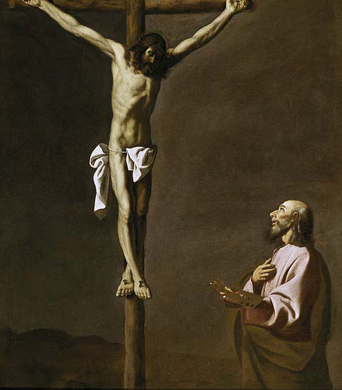 Saint Luke as a painter, before Christ on the Cross